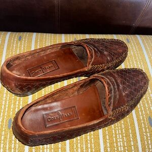 VINTAGE Crosshatch 100% Leather Cole Haan Penny Loafers Sz Mens 9.5